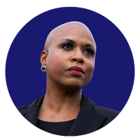 Ayanna Pressley headshot with dark blue background