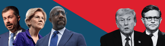 Raphael Warnock, Pete Buttigieg, Elizabeth Warren v. Donald Trump